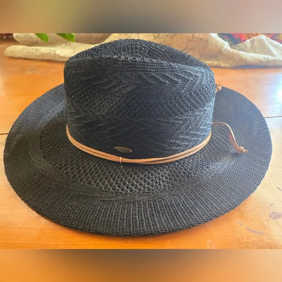 🖤 Grand C.C Women’s Black Crochet-Style Cowboy Hat – Western Boho - Picture 1 of 8